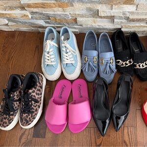 Zara Light Blue and White Casual Sneakers